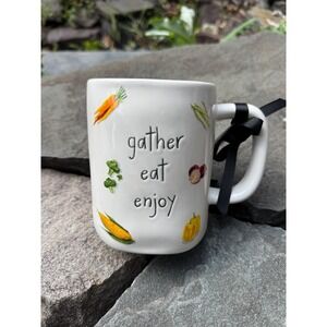Rae Dunn Gather Eat Enjoy Corn Carrot Onion Vegetable Harvest Mug New